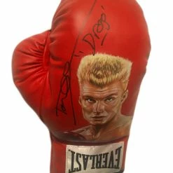 Iconsofboxing.com BOXING MEMORABILIA Dolph Lundgren Hand Painted And Autographed Everlast Boxing Glove Inscribed "Drago"