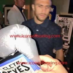 Iconsofboxing.com Vasyl Lomachenko Autographed Reyes Blue Boxing Glove In Black Signature