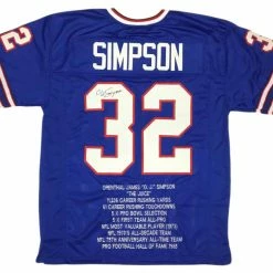 Iconsofboxing.com BOXING MEMORABILIA O.J. Simpson Signed Bills Career Highlight Stat Jersey (JSA COA)