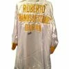 Iconsofboxing.com Roberto Duran Custom Boxing Robe Autographed In Black Signature Dual Certified TOP FIGHTERS