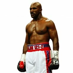 Iconsofboxing.com BOXING MEMORABILIA Evander Holyfield Autographed Red Everlast Boxing Glove In Silver