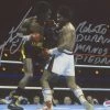 Iconsofboxing.com Sugar Ray Leonard & Roberto Duran Signed 8x10 Photo Inscribed "Manos De Piedra" (PSA COA) BOXING MEMORABILIA