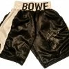 Iconsofboxing.com Riddick Bowe Autographed With Inscriptions Everlast Boxing Black Trunks