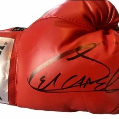 Iconsofboxing.com Saul Canelo Alvarez Autographed Red Everlast Boxing Glove In Black Signature BOXING MEMORABILIA