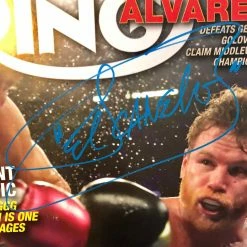 Iconsofboxing.com Boxer Canelo Alvarez Blue Marker Autographed Ring Magazine.