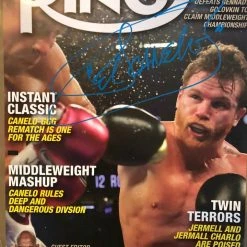 Iconsofboxing.com Boxer Canelo Alvarez Blue Marker Autographed Ring Magazine.