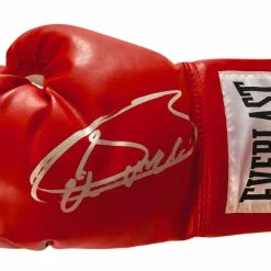 Iconsofboxing.com BOXING MEMORABILIA Saul Canelo Alvarez Signed Red Everlast Boxing Glove In Silver