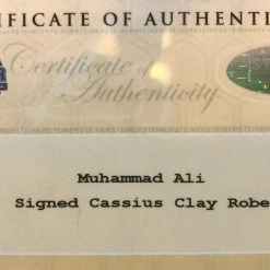 Iconsofboxing.com Cassius Clay Autographed Custom Made White Boxing Robe Signed In Black, Steiner Card BOXING MEMORABILIA