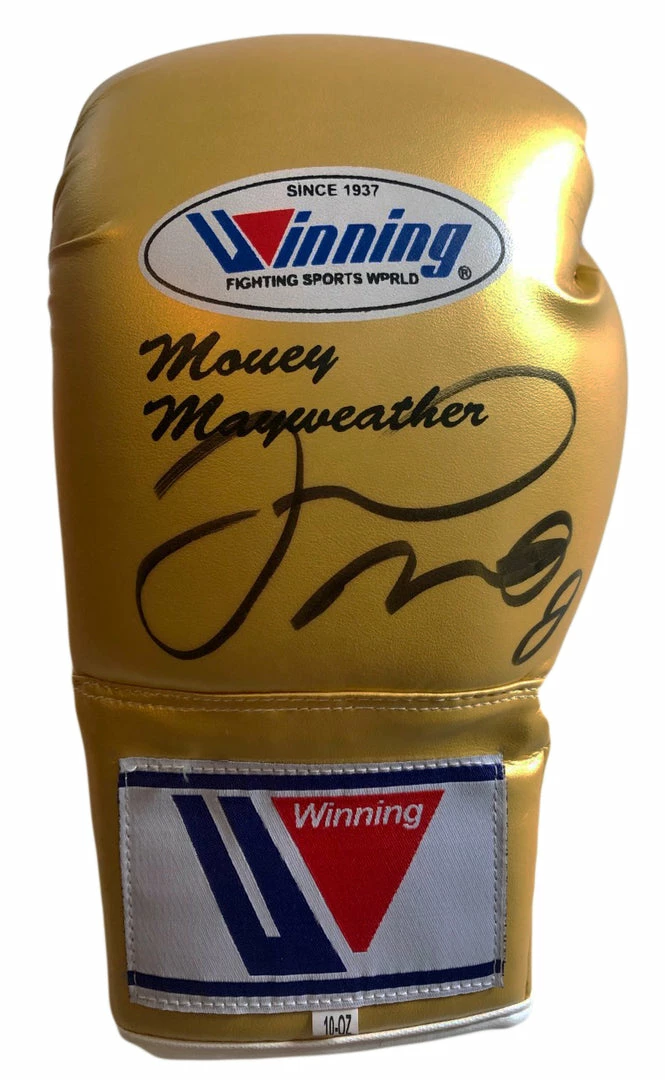 Iconsofboxing.com Floyd Mayweather Signed Autographed Winning Gold Color Boxing Glove