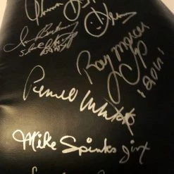 Iconsofboxing.com BOXING MEMORABILIA Multi-Signed Boxers Autographed Huge 22" Title Black Boxing Glove In Silver Marker