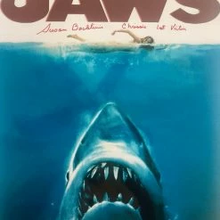 Iconsofboxing.com BOXING MEMORABILIA Susan Backlinie Signed "Jaws" 11x17 Movie Poster Inscribed "Chrissie" And "1st Victim"
