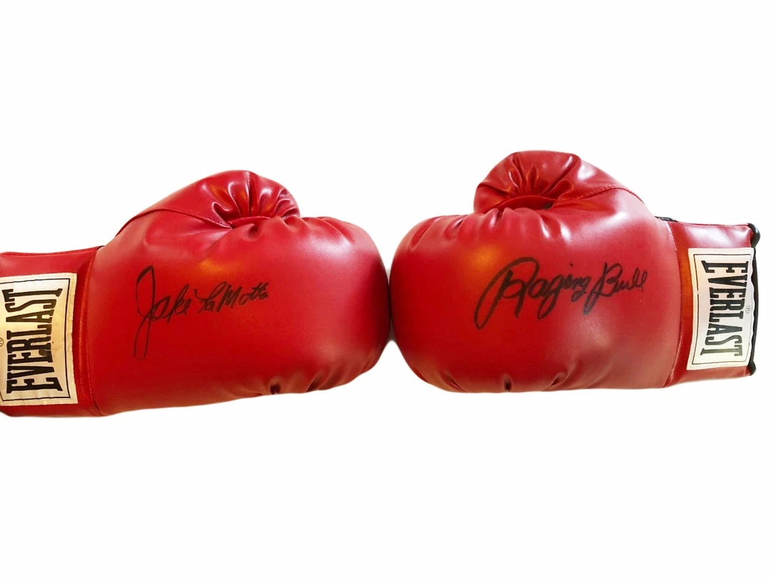 Iconsofboxing.com Autographed Jake LaMotta "The Ragging Bull" Boxing Gloves Very Rare BOXING MEMORABILIA
