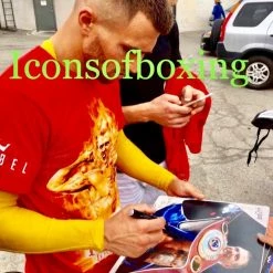 Iconsofboxing.com Vasyl Lomachenko New Rare Autographed Everlast Red Boxing Glove In Black Signature TOP FIGHTERS