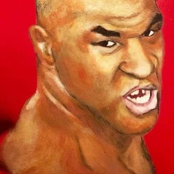 Iconsofboxing.com BOXING MEMORABILIA Mike Tyson Rare Original Hand Painted Art On A Leather Everlast Boxing Glove