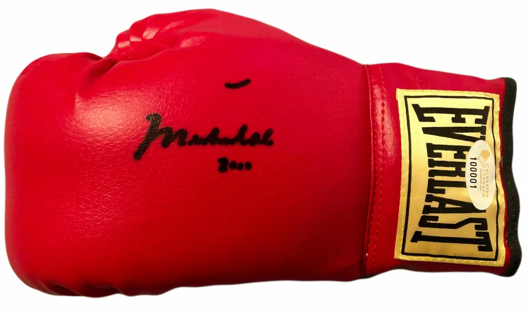 Iconsofboxing.com BOXING MEMORABILIA Muhammad Ali Autographed Vintage Celebrity Outreach Everlast Boxing Glove With Inscription