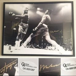Iconsofboxing.com BOXING MEMORABILIA Muhammad Ali Dual Signed Autographed Rare 30 X 40 Size Vs Joe Frazier Photo OA