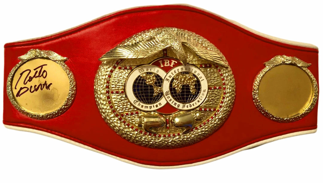 Iconsofboxing.com Roberto Duran Hands Of Stone Autographed IBF Championship Full Size Belt TOP FIGHTERS