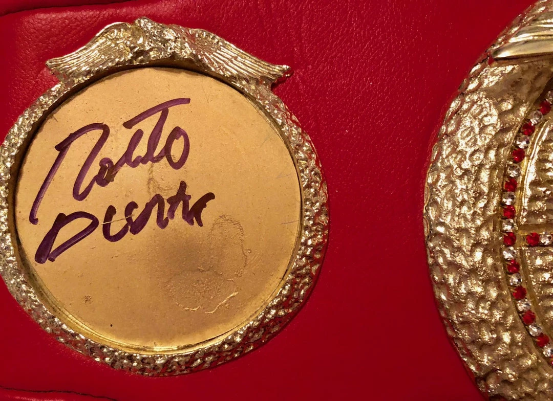 Iconsofboxing.com Roberto Duran Hands Of Stone Autographed IBF Championship Full Size Belt TOP FIGHTERS