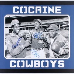 Iconsofboxing.com Mike Tyson, Doc Gooden & Darryl Strawberry Signed Mets 22x26 Framed Photo JSA
