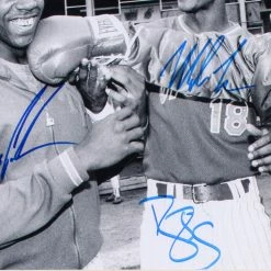 Iconsofboxing.com Mike Tyson, Doc Gooden & Darryl Strawberry Signed Mets 22x26 Framed Photo JSA