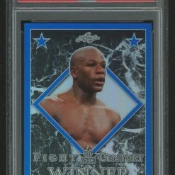 Iconsofboxing.com Floyd Mayweather Jr. 2017 Leaf Metal Floyd Mayweather #FCW01 Fight Of The Century Blue /5 (PSA 9)