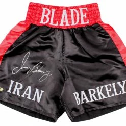 Iconsofboxing.com Iran Barkley Signed Boxing Trunks (MAB Hologram) TOP FIGHTERS