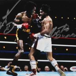 Iconsofboxing.com Sugar Ray Leonard & Roberto Duran Signed 8x10 Photo (PSA COA) BOXING MEMORABILIA