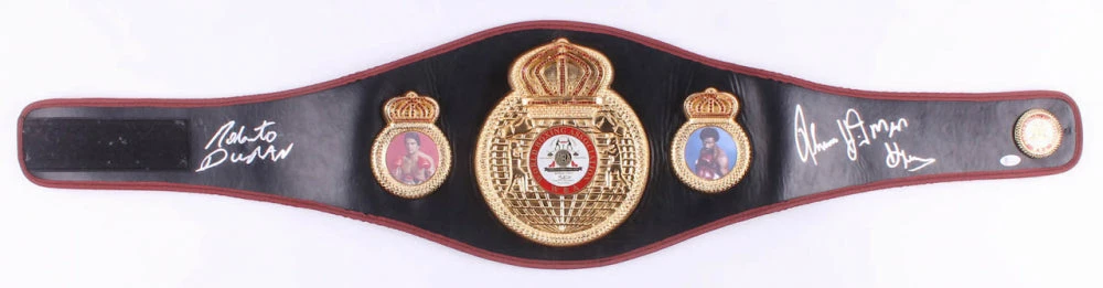 Iconsofboxing.com Thomas Hearns & Roberto Duran Signed WBA Full-Size Heavyweight Championship Belt (Beckett COA)