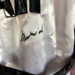 Iconsofboxing.com BOXING MEMORABILIA Muhammad Ali Autographed Custom Made White Boxing Robe Signed In Black