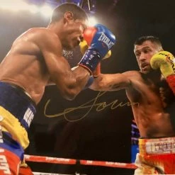 Iconsofboxing.com TOP FIGHTERS Vasyl Lomachenko Autographed 8 X 10 Photo In Gold Signature, JSA CERT