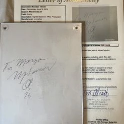 Iconsofboxing.com BOXING MEMORABILIA Muhammad Ali Deluxe Protected Autographed Cut And Hand Written Inscription JSA