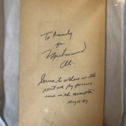 Iconsofboxing.com Muhammad Ali Deluxe Protected Autographed Cut And Hand Written Inscription JSA