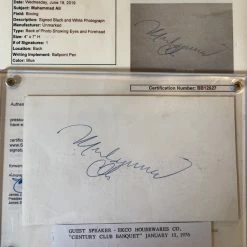 Iconsofboxing.com Muhammad Ali Deluxe Protected Autographed Cut And Hand Written Inscription JSA BOXING MEMORABILIA