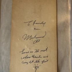 Iconsofboxing.com Muhammad Ali Deluxe Protected Autographed Cut And Hand Written Inscription JSA BOXING MEMORABILIA