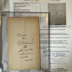 Iconsofboxing.com Muhammad Ali Deluxe Protected Autographed Cut And Hand Written Inscription JSA