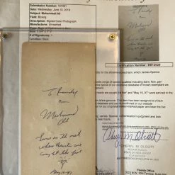 Iconsofboxing.com Muhammad Ali Deluxe Protected Autographed Cut And Hand Written Inscription JSA BOXING MEMORABILIA