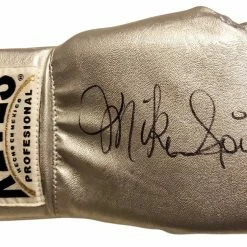Iconsofboxing.com Michael Spinks Autographed Signed Silver Reyes Boxing Glove Witnessed Photo