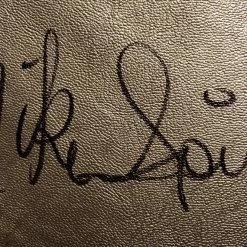 Iconsofboxing.com Michael Spinks Autographed Signed Silver Reyes Boxing Glove Witnessed Photo