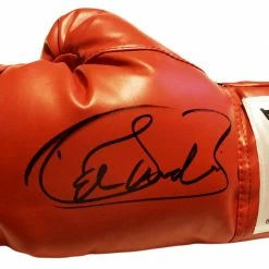 Iconsofboxing.com Saul Canelo Alvarez Autographed Red Everlast Boxing Glove In Black Signature BOXING MEMORABILIA