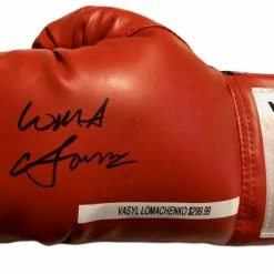 Iconsofboxing.com Vasyl Lomachenko Full Autographed Everlast Red Boxing Glove In Black Signature TOP FIGHTERS
