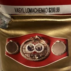 Iconsofboxing.com Vasyl Lomachenko Full Autographed Custom Red Boxing Glove In Black Signature TOP FIGHTERS