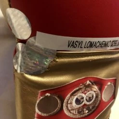 Iconsofboxing.com Vasyl Lomachenko Full Autographed Custom Red Boxing Glove In Black Signature TOP FIGHTERS