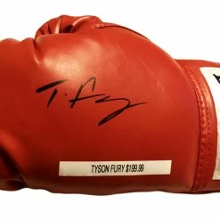 Iconsofboxing.com Tyson Fury Signed Red Everlast Boxing Glove Fury Boxing Autograph Memorabilia
