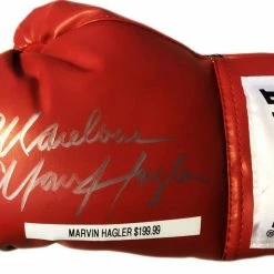 Iconsofboxing.com Marvin Hagler Autographed Signed In Silver Red Everlast Boxing Glove
