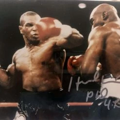 Iconsofboxing.com BOXING MEMORABILIA Evander Holyfield Autographed Signed Vs Mike Tyson 8x10 Size Rare Photo