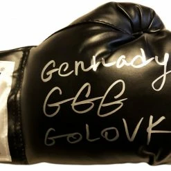 Iconsofboxing.com BOXING MEMORABILIA Gennady Golovkin Autographed Everlast Black Boxing Glove In Silver Signature