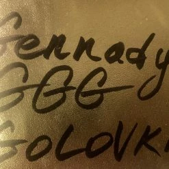 Iconsofboxing.com BOXING MEMORABILIA Gennady Golovkin Autographed Reyes Gold Boxing Glove In Black Signature