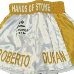 Iconsofboxing.com Roberto Duran Signed Hand Made "Hands Of Stone" Boxing Trunks (Beckett COA Cert) BOXING MEMORABILIA