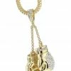 Iconsofboxing.com BOXING MEMORABILIA Boxing Gloves Iced Pendant Gold Finish Necklace 36 Inch Long Hip Hop Chain