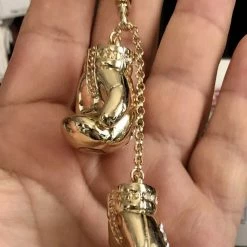 Iconsofboxing.com Boxing Gloves Iced Pendant Gold Finish Necklace 36 Inch Long Hip Hop Chain